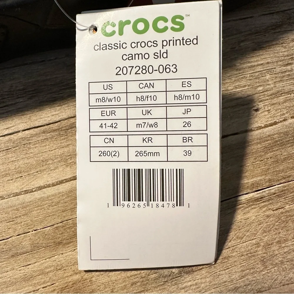 Crocs Unisex Camo Slides Size M 8 W 10 Red Black Grey White Summer Wear NWT